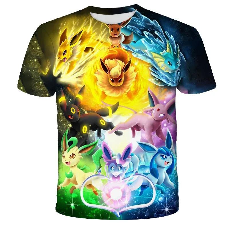 2026 New Anime Pikachu Children 3D Fashion Casual T-shirt Pokemon Boys Girls Kids Cosplay Yellow Clothing T-shirt Short Sleeve