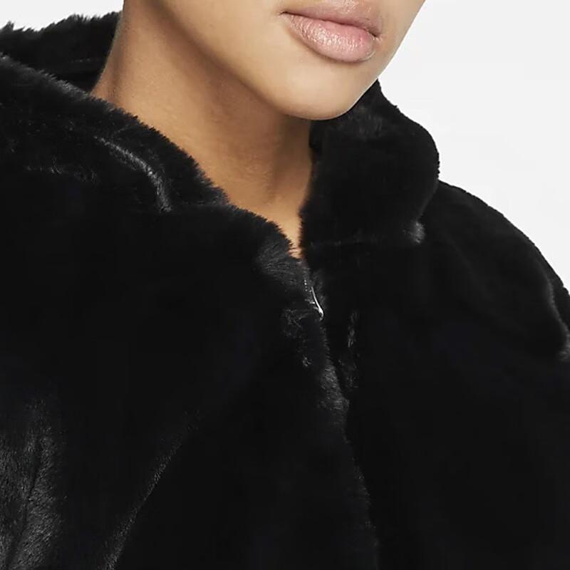 nike sportswear faux fur jacket black