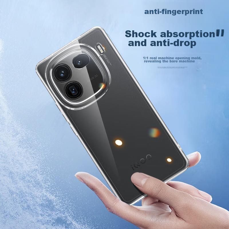 HotFire Phone Case for IQOO12Pro, Vivo IQOO12Pro Protective Cover, Shockproof Silicone Upgraded Lens, Personalized Full Coverage Frame - Transparent