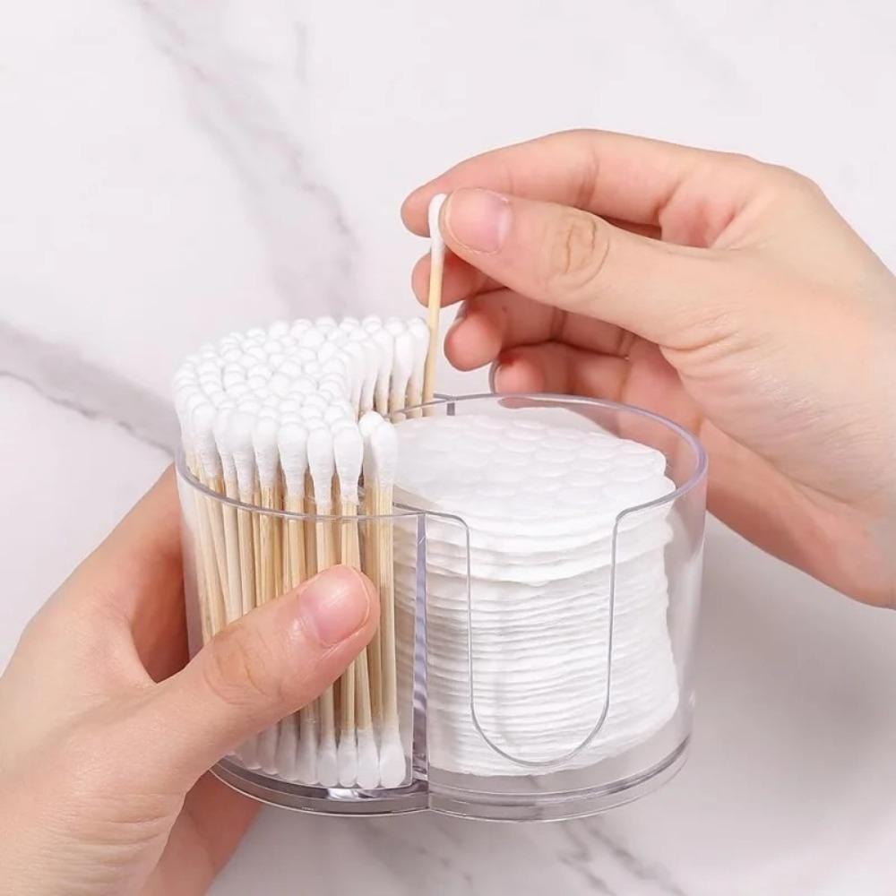 Transparent Acrylic Cotton Swab Box Powder Puff Storage Makeup Organizer Bathroom Organizer