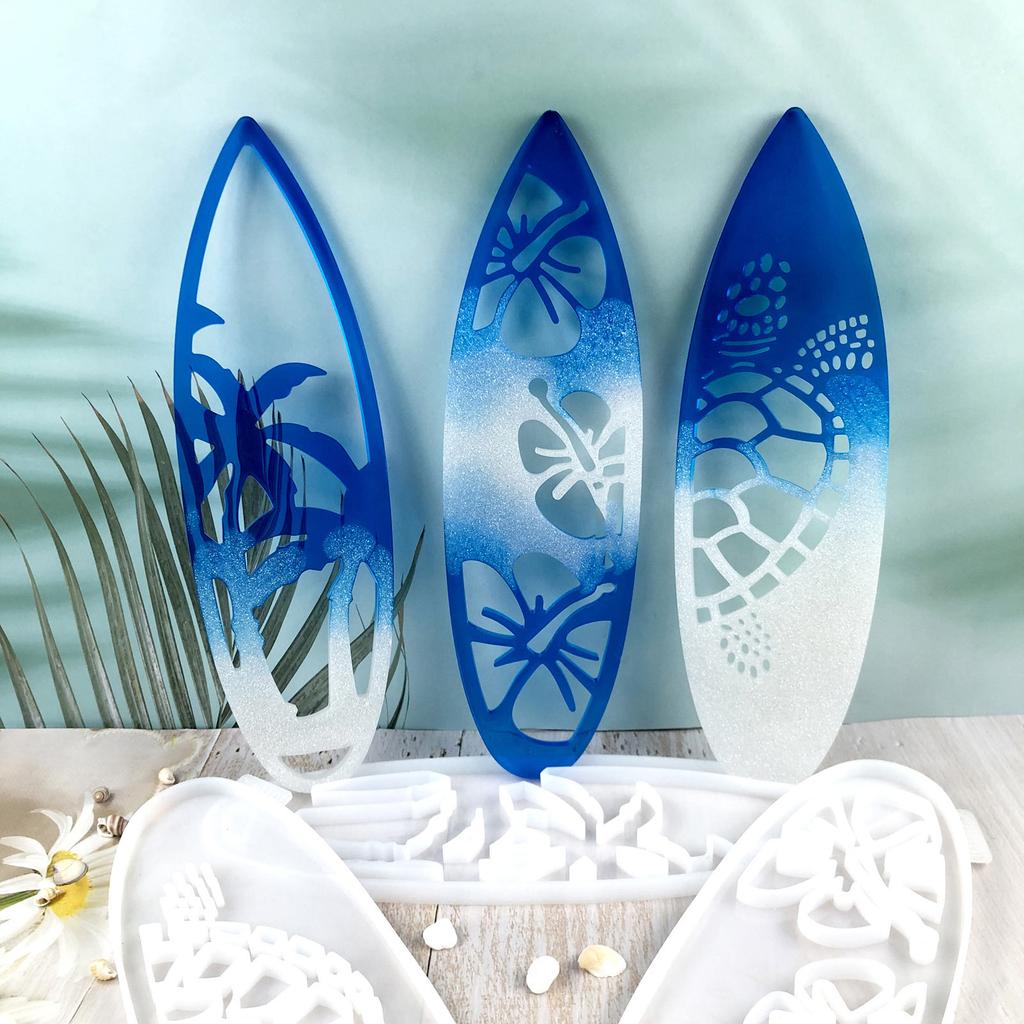 Flexible Silicone Mold Surfboard Shaped Wall Decorations Mould Epoxy Resin Moulds Jewelry Tool for Craft Enthusiasts