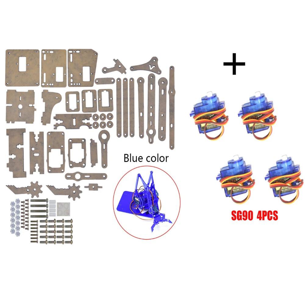 SG90 MG90S 4 DOF Несобранный Акриловый Механический Робот-Манипулятор Клешня Комплект Для Arduino Роботизированная Рука STEAM Комплект Программирование Роботизированной Руки