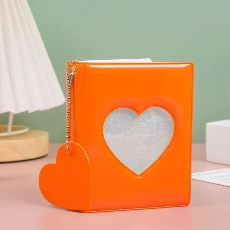 Portable Household Cute 3-inch Solid Color Photo Album Love Hollow Photocard Holder Heart Pendant Cards Collect Book Albums
