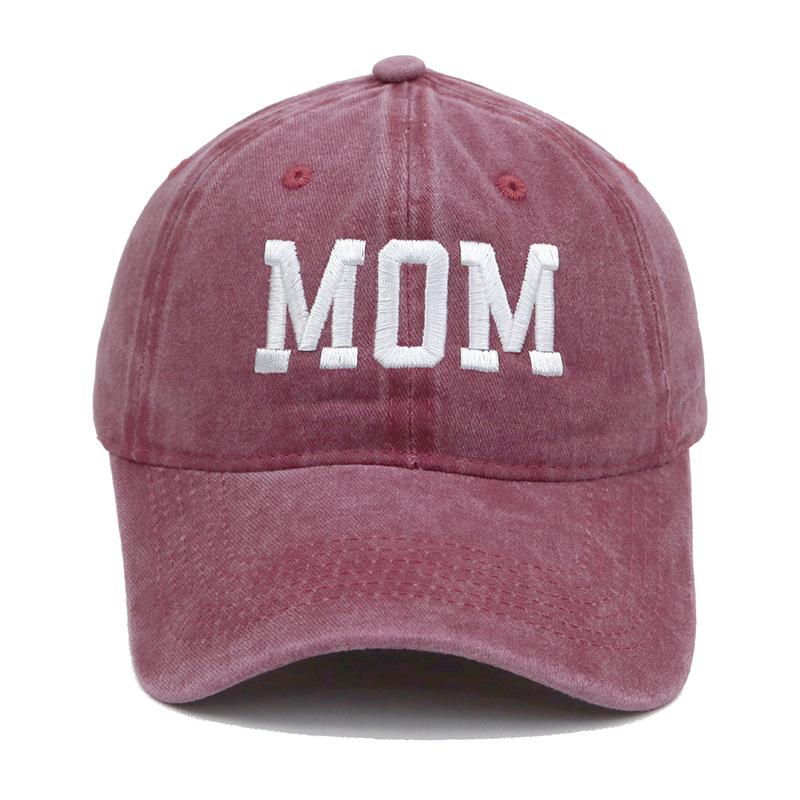 Винтажная стираная хлопковая бейсболка с вышивкой "MOM/DAD" Семейная регулируемая кепка для папы