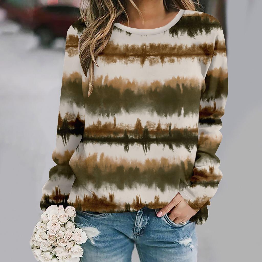 Осень и зима новая мода круглый вырез длинный рукав с принтом элегантная повседневная свободная толстовка