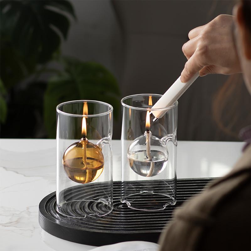 Creative Glass Oil Lamp Candle Holder Home Restaurant Candle Warmer Table Top Items Ornament Candlelight Romance Decorative Gift