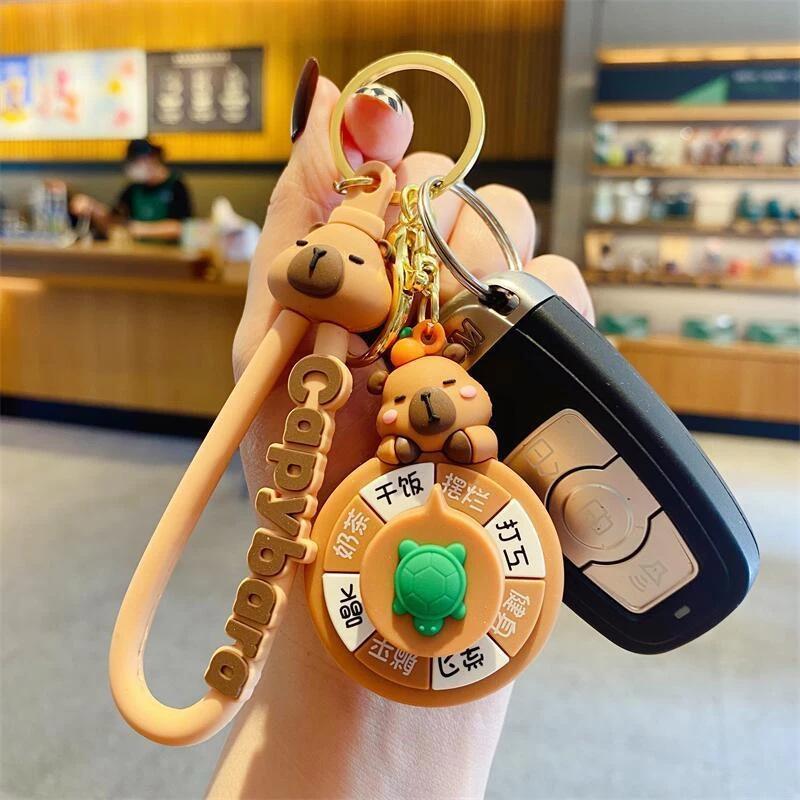 Capybara Spinner Keychain: Free Shipping & Newcomers Save ¥5! Perfect for Car Keys & Backpacks.