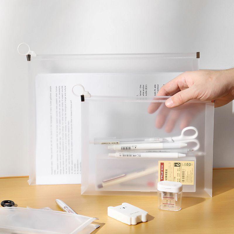 A4 Transparent File and Archive Bag - Junior High Data, Pencil Case, Test Paper Storage with A5 Hanging Zipper and A6 Options