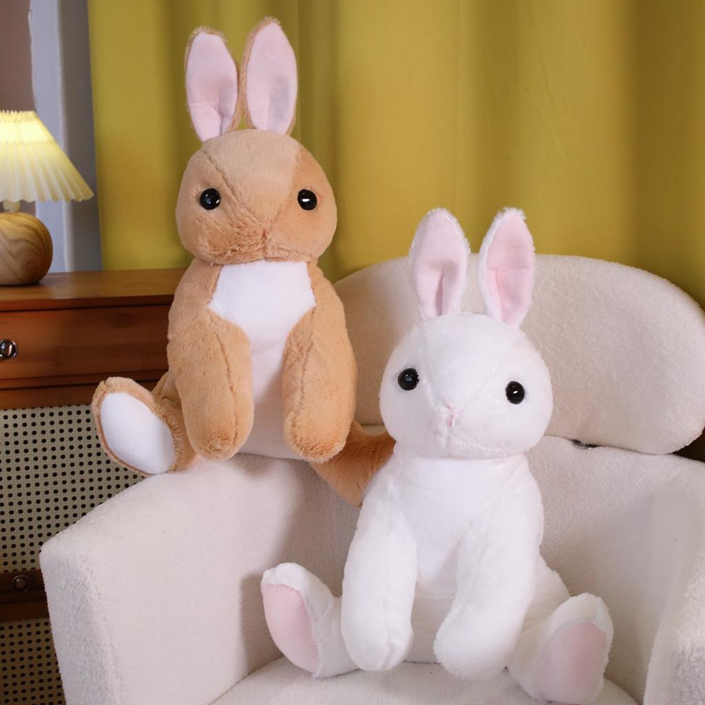 Милая плюшевая игрушка в виде сидящего кролика, мягкая плюшевая игрушка в виде животного, снежная кукла, мультяшная подушка, коричневый белый кролик, игрушки для детей и девочек