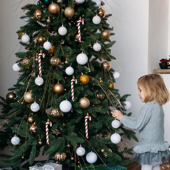 6 шт. Рождественские подвески-трости для оконной елки контрастного цвета с подвеской