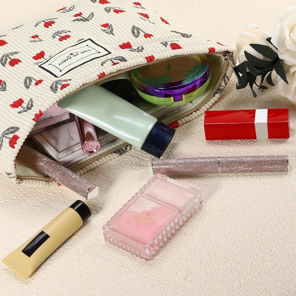 VOCOSTE Косметичка с цветочным принтом, большая вместимость, для монет и красная сумка, Женская, Кошелек, Тональная основа, Помада, Кисти,