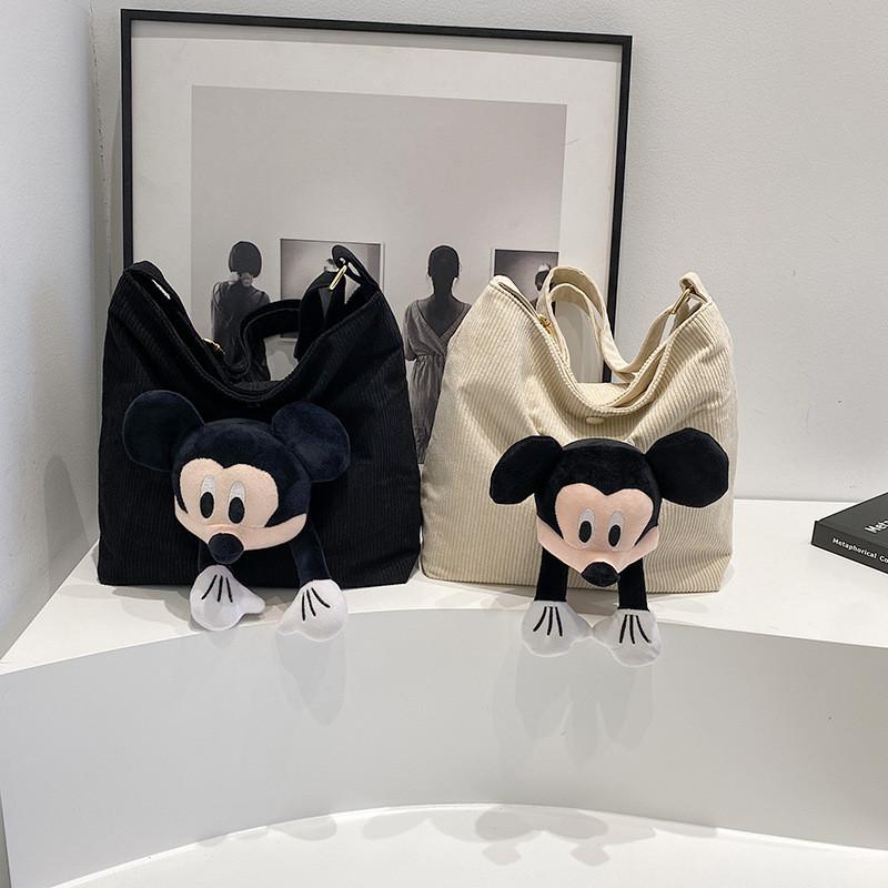 Mickey Mouse Canvas Shoulder Bag With Zipper Closure For Daily Casual Wear