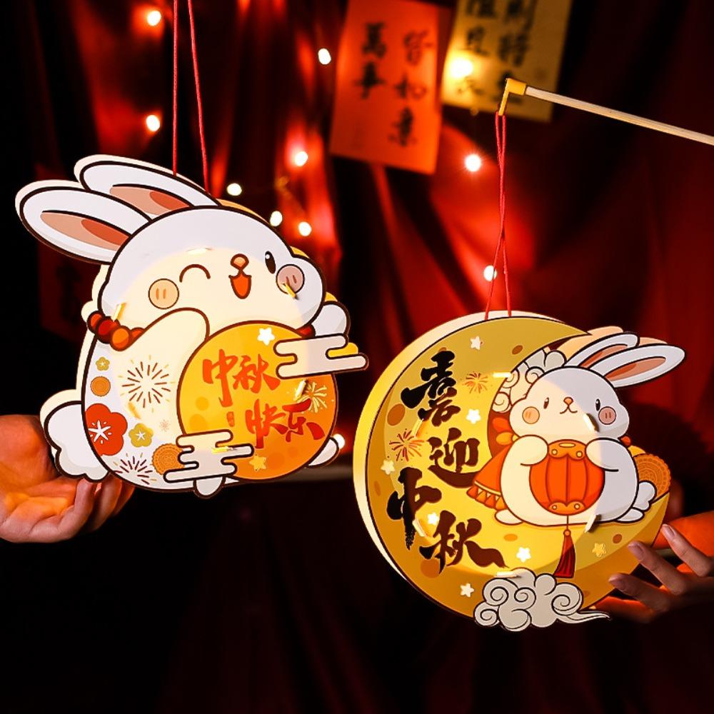 Handmade Transparent Rabbit Lantern Cartoon Lantern DIY Material Package  For Women