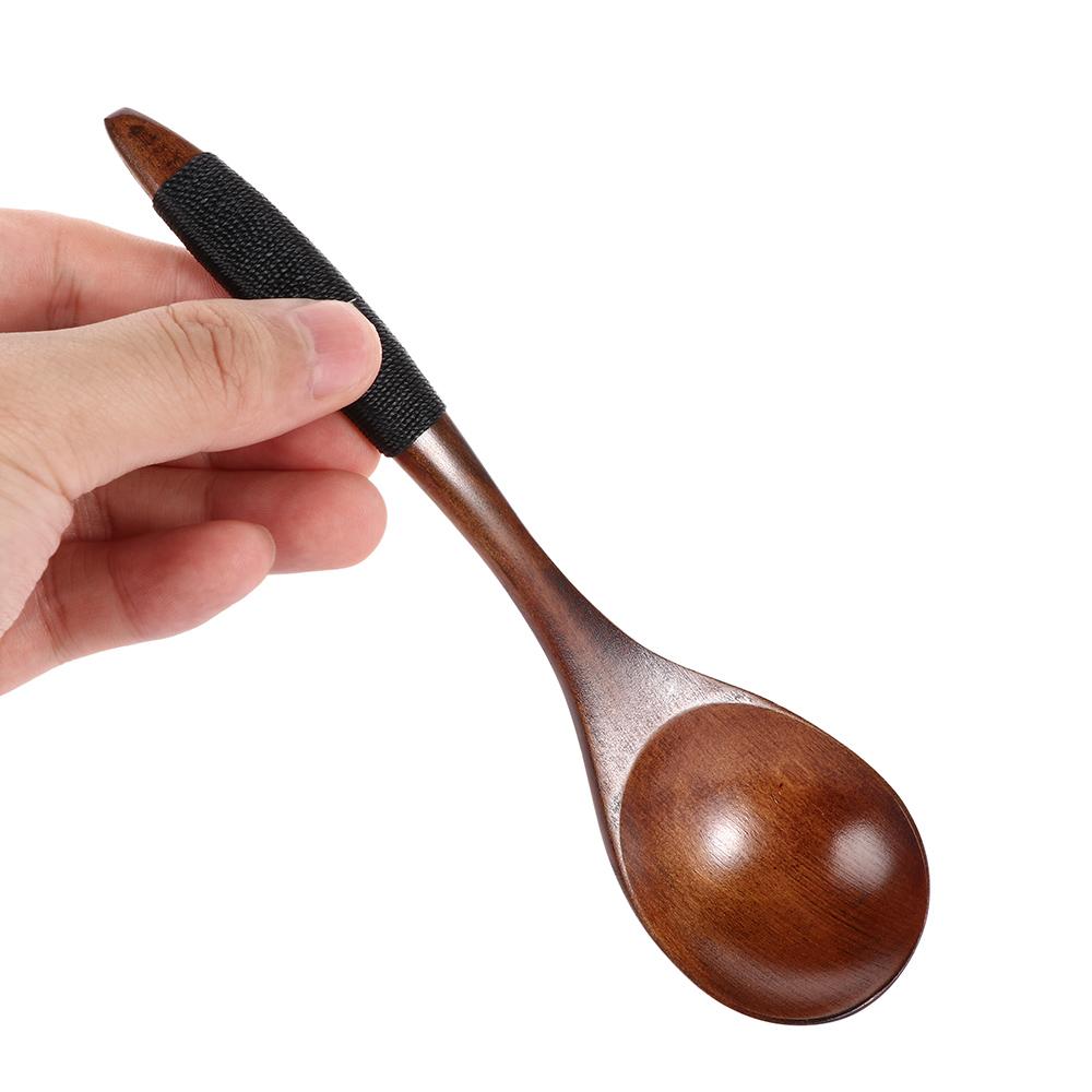 Handmade Black Walnut Tableware Hand-made Wood Wooden Spoon Kitchen Tool Soup Spoon Cooking Utensil