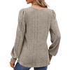Fashion Autumn Winter Women's Rib Knit Square Neck T Shirt Casual Solid Long Sleeve Top