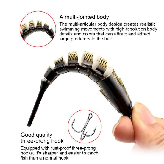 1/2/3/5Pcs 10CM/15.5G Multi-Jointed Fishing Lure with Hooks Realistic 7-Section Swimbait Plastic Artificial Bait Freshwater Saltwater Accessories