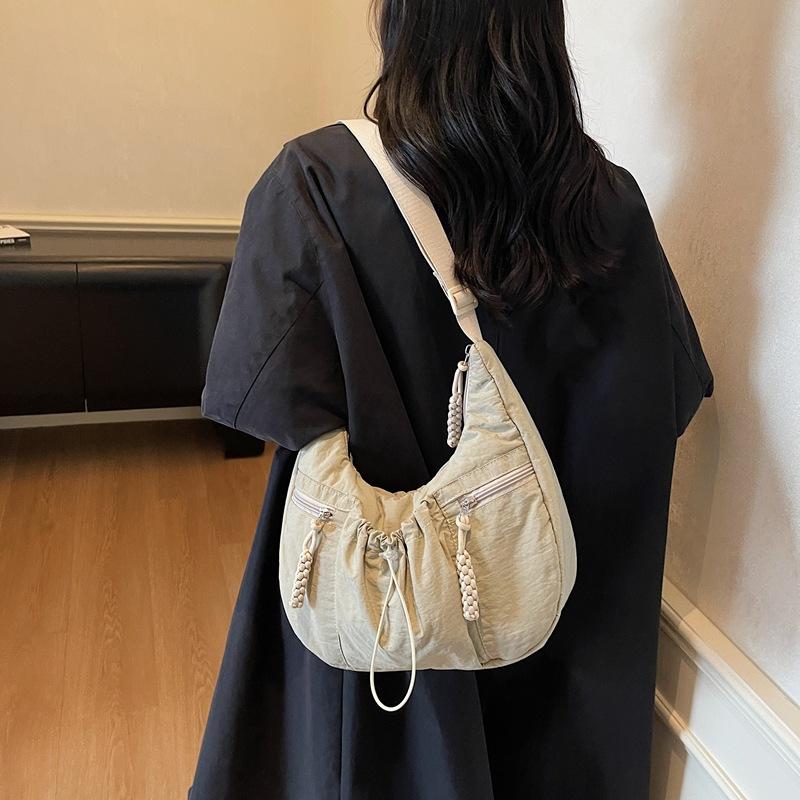 Свежая повседневная модная сумка-тоут для девочек, большая вместительная сумка-мессенджер для поездок на работу, плиссированная сумка на шнурке, легкая женская сумка через плечо