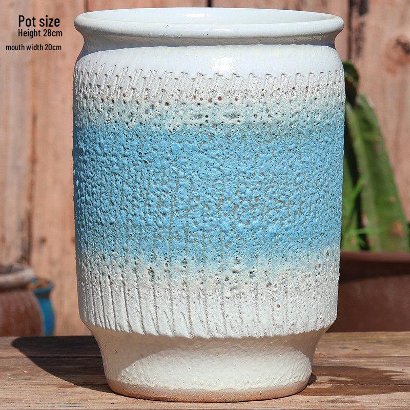 Large Wintergreen Bougainvillea Ceramic Flower Pot - Breathable, Tall Succulent & Tree Ceramic Jar