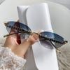 New Fashion Rimless Cat Eye Female Sunglasses High Quality Vintage Metal Frame Sun Glasses Shades UV400 Eyewear