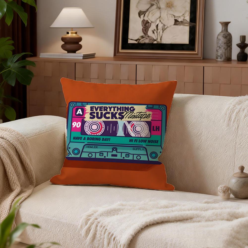 Music Tape Print Cushion Cover Cushion Cover Set 4Pcs 50X50 45X45 40X40 Pillowcase Decorative Sofa Home Decor
