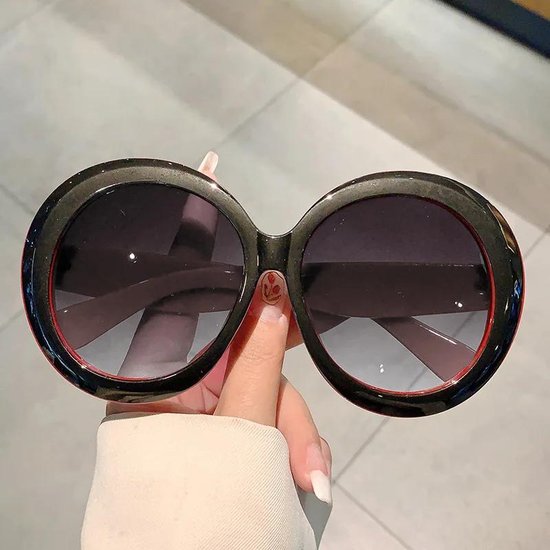 Солнцезащитные очки большого размера, круглые, с большой оправой, женские, для мужчин, дизайнерские, люксового бренда, винтажные, в стиле панк, популярные, розовые линзы