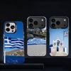 Греция Греция Флаг Карта Чехол для телефона Для iPhone 11,12,13,14,15,16,17,Pro,Max,Plus,E,Air,Mini IMD Матовый Черный