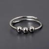 Adjustable Silver Wrap Fidget Ring | Minimalist Open Band with Three Moving Balls | Simple Anxiety Relief Jewelry Gift