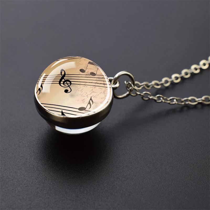 Ожерелья с музыкальными инструментами, фортепиано, гитара, кларнет, флейта, художественный стеклянный шар, кулон, музыкальная нота, ожерелье, женское музыкальное подарочное ювелирное изделие