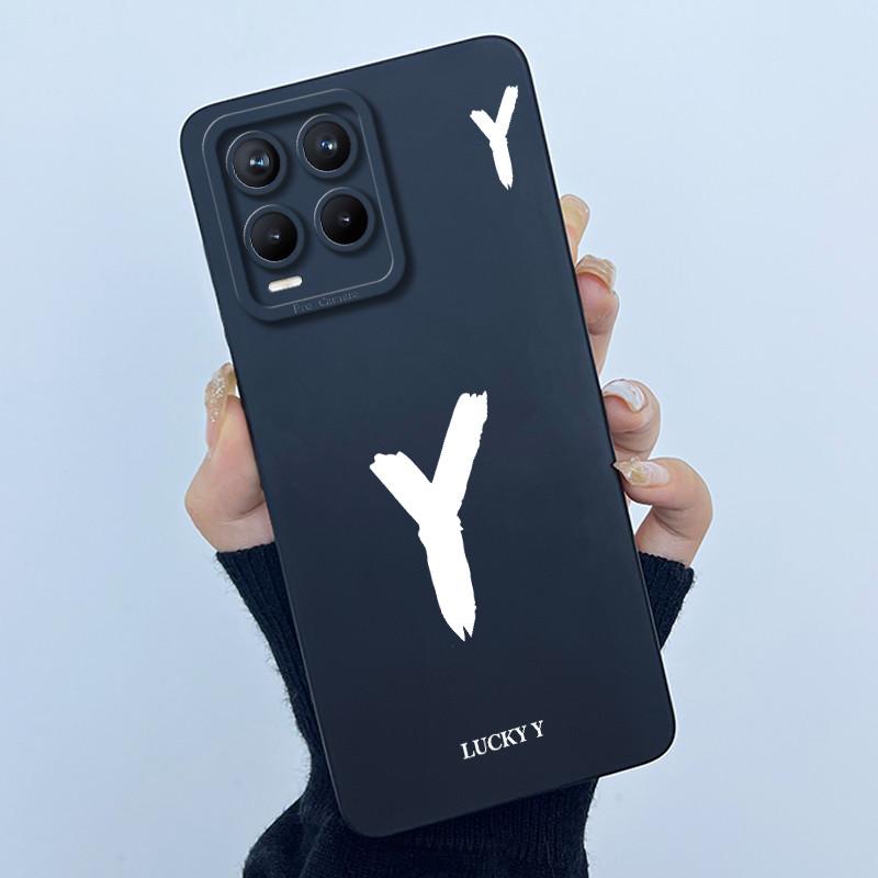For Realme 8 8Pro Case Lucky Initial Letter Silicone Soft Matte Phone Cover for Realme8 8 Pro 4G RMX3081 RMX3085 Bumper Casing