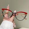 Cat Eye Glasses Women Fashion Patchwork Rim Optical Frames Trendy Vintage Brand Design Blue Light Blocking Eyewear