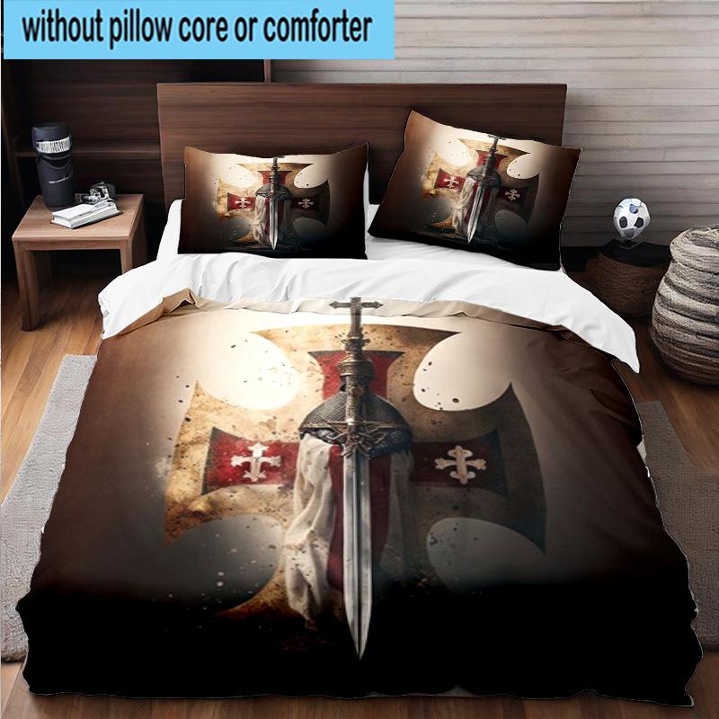 3PCS Knightly Crusader Armor 3pcs Bedding,Including 3PCS Duvet Cover And 2pcs Pillowcases Perfect for Christmas,Ideal for Bedroom, Dormitory