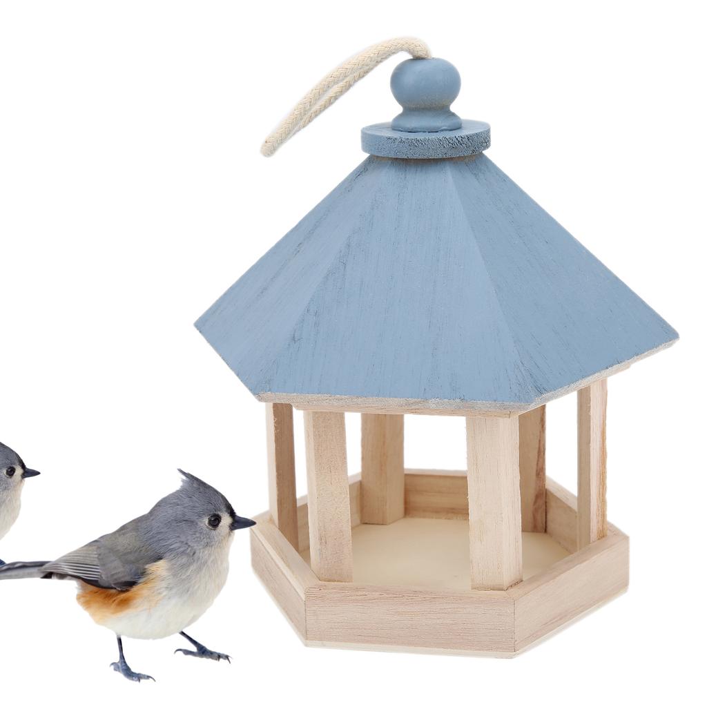 Wooden Bird Feeder Handmaking Outdoor ing Parrots Birdhouse Feeder with Roof