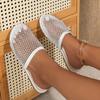 Summer New Flat-bottomed Slippers Mesh Breathable Fishing Net Sexy Cool Slippers Baotou Hollow Rhinestone Beach Cool Slippers