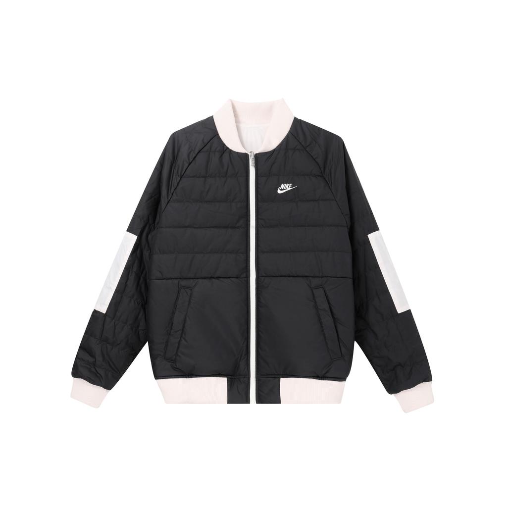 Nike Embroidered Casual Reversible Stand Collar Warm Jacket Men Outerwear White DD6850-030