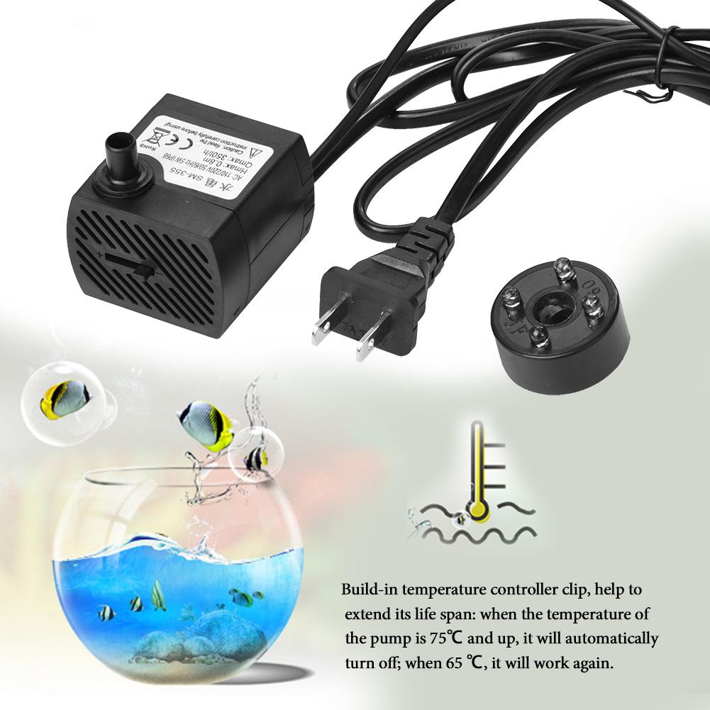 Ultra Quiet Submersible Water Pump with LED Light Fish Pond Aquarium Tank Fountain