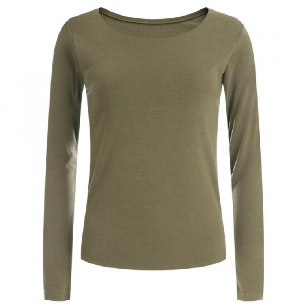 Shop WomeN Slim FiT LoNg Sleeve T shirT Layered RouNd Neck Solid 6 Color N Dai