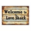 2D Flat Wooden 30*20cm Welcome To The Love Shack Sign, Engraved Wall Art, Hanging Iron Painting, Indoor/Outdoor Decor for Home, Restaurant, Bar, Cafe