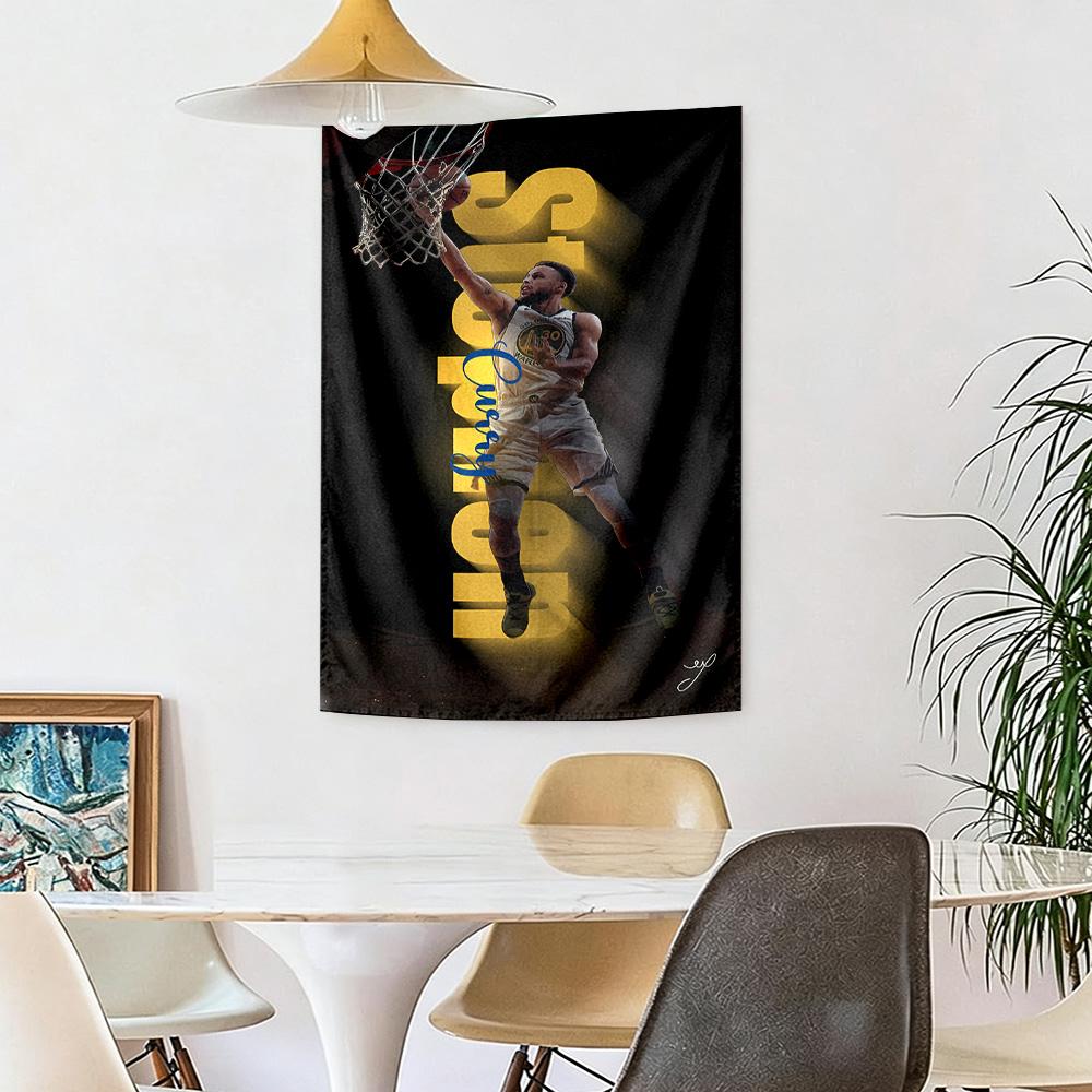 Golden State Warriors Curry Dynasty Boho Wall Tapestry Retro Boho Made for Living Room Reading Corner Balcony Indoor Hand Painted Style