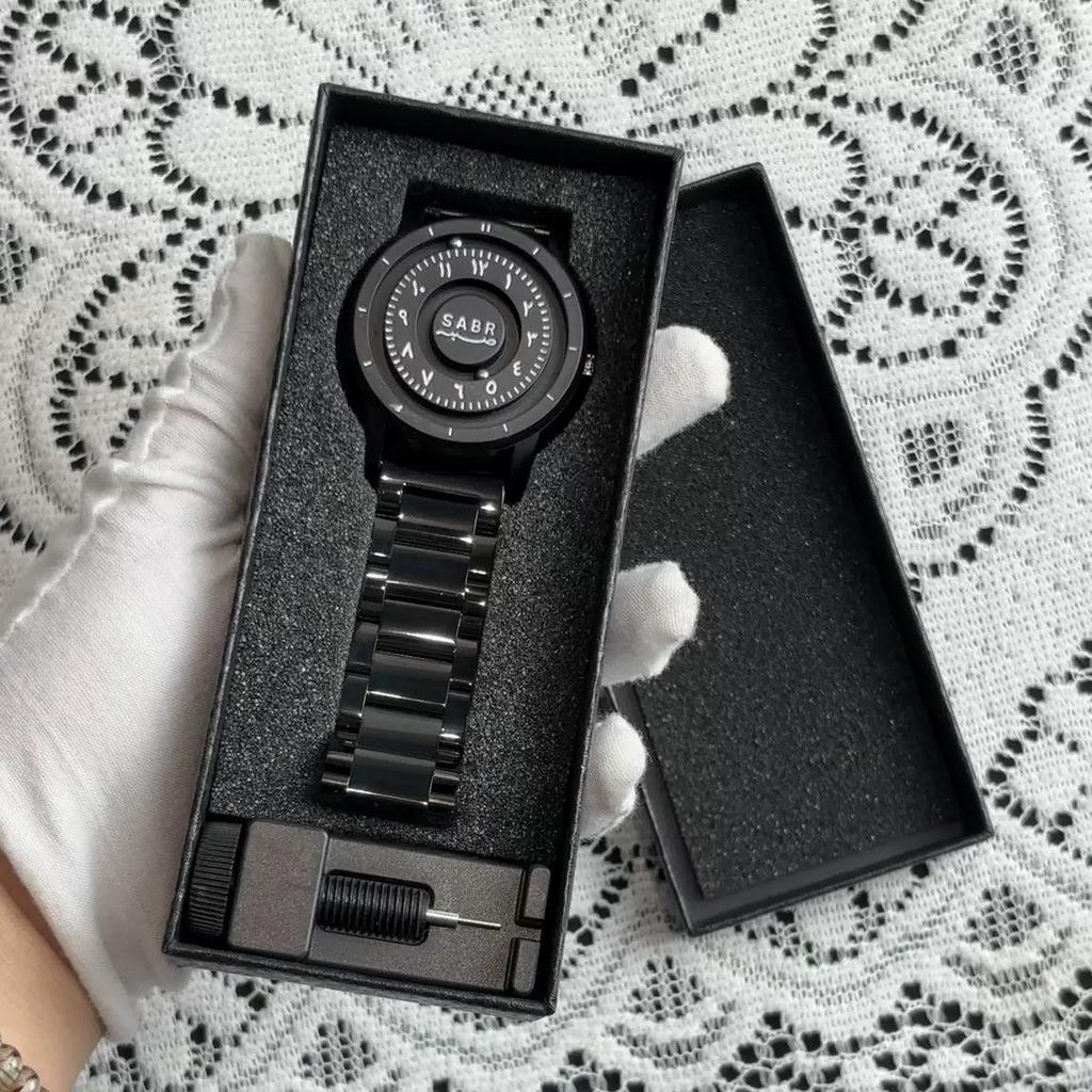 Sabr Arabic Numerals Men's Watch Magnetic Bead Hands with Graduations Custom Mirrorless Watch Gift Box Set