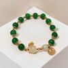 Браслет из нефрита цвета «зеленый жадеит» с кроликом, 2025 год: Высококлассный китайский стиль, год Змеи, элегантный женский нишевый дизайн с бисером