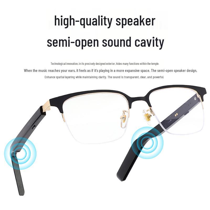 Smart Touch AI Bluetooth Glasses with Metal Frame and Thin Legs for Calls and Music.