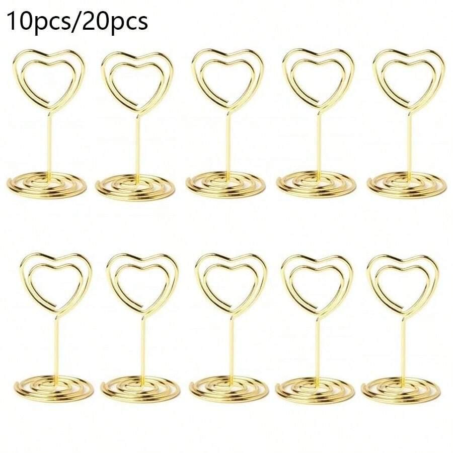10-50pcs Mini Place Card Holder Table Number Holders Table Card Holders Wedding Heart Shaped Table Sign Picture Photo Holder