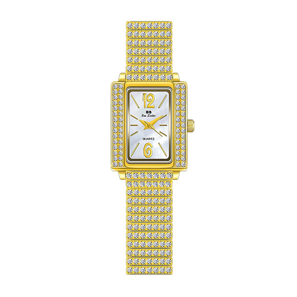 BEE SISTER BS Ladies Wrist Square Dial Watches Dress Gold Watch Women Watches Stainless Steel Silver Clock Women Femme Quartz Watches