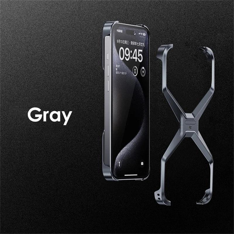 Чехол для телефона без оправы из алюминиевого сплава X-типа для iPhone 14 15 Pro Max, металлический рассеиватель тепла, съемная броня, противоударный чехол, чехол