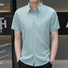 Shirt Men's Versatile Summer Trend Summer Gang Handsome Short-sleeved Ice Silk Shirt Short-sleeved Thin Section of Men's Casual Tops