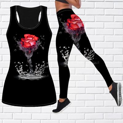 Наряд для йоги с принтом «Роза в воде» для женщин, модные леггинсы для тренировок, спортивные повседневные штаны для фитнеса и йоги