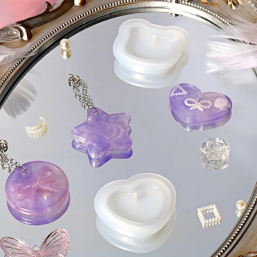 1/3PCS Keychain Pendant Silicone Mold DIY Moules Silicone Crystal Epoxy Resin Mold for Necklace Bracelet Jewelry Making Findings