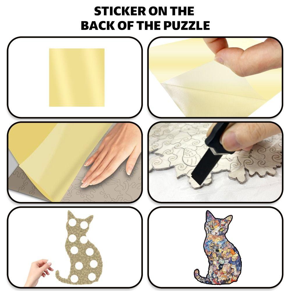 Small Cat Puzzle Ornaments Morandi-colored Cat-shaped Puzzle Vintage Cut Cat Pieces Gift