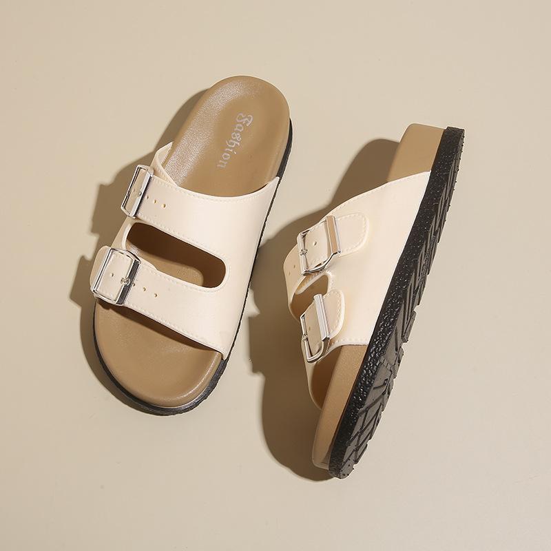 Регулируемые сандалии на толстой подошве для женщин во французском стиле, модная весенне-летняя пляжная обувь с мягкой подошвой, сандалии для отдыха на море