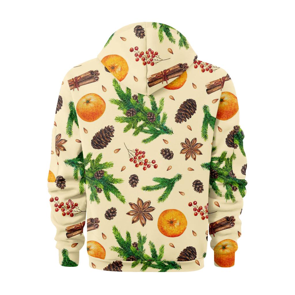 Мужская толстовка с капюшоном на молнии до середины, повседневная спортивная с рождественским принтом